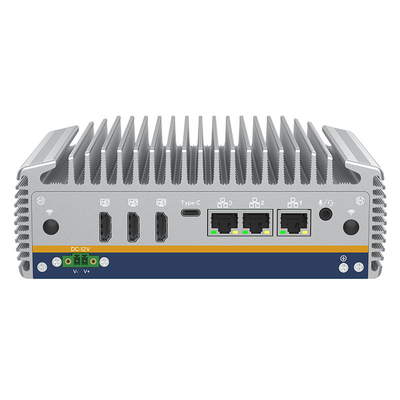 Giá tốt Passive Cooling Fanless Mini PC 14th Gen Intel Core Ultra với AI NPU 3 * HD-MI 3 * 2.5G RJ45 1 * Type-C trực tuyến